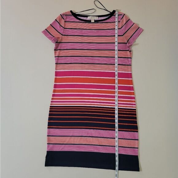 MICHAEL Michael Kors Abbey Striped Short Sleeve Shift Crew Dress - Picture 9 of 15